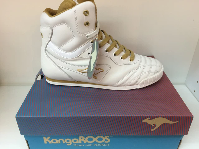 WOMEN'S KANGAROOS,MAMBO II MID, Top Sneaker White Leather Shoes
