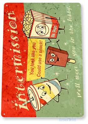 Movie Sign, Movie Snacks Popcorn Soda Ice Cream Cinema Tin Sign B577