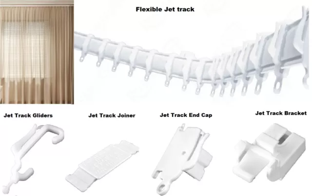 White Plastic Bendable Jet Curtain Track Set With Fixings