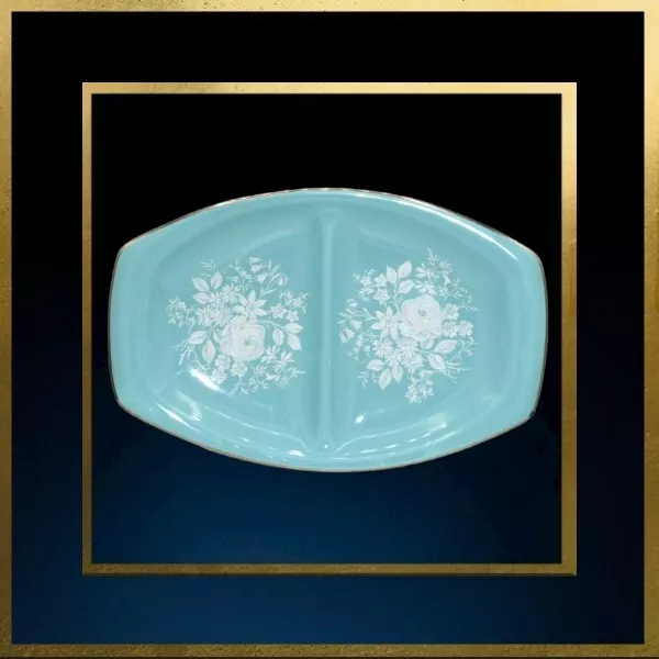 Royal Winton • Turquoise Floral Hors D'oeuvres Divided Tray Plate • Vintage VGC