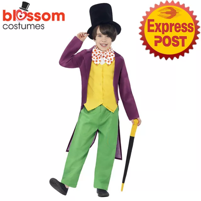 N1059 Roald Dahl Willy Wonka Chocolate Factory Boys Book Week Fancy Kids Costume