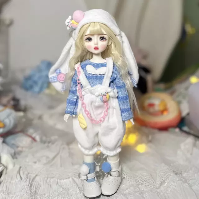 Kids Gift Full Set 1/6 BJD Doll Pretty Girl Ball Jointed Toys Eyes Dress Makeup
