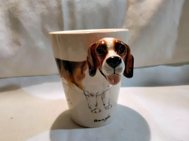 Hand made ceramic 3D beagle coffee mug Blue Witch Central Crafts Co 