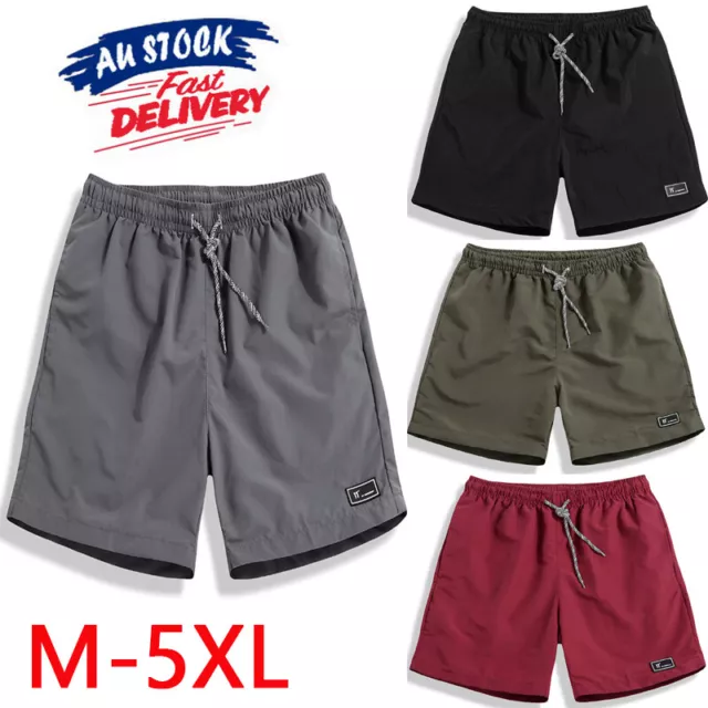 Mens Gym Running Shorts Casual Sports Training Fitness Elastic Waist Short Pants