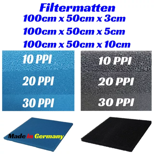 (ab 23,83€/Stk.) Filtermatten schwarz blau 100x50x3cm 100x50x5cm 100x50x10cm