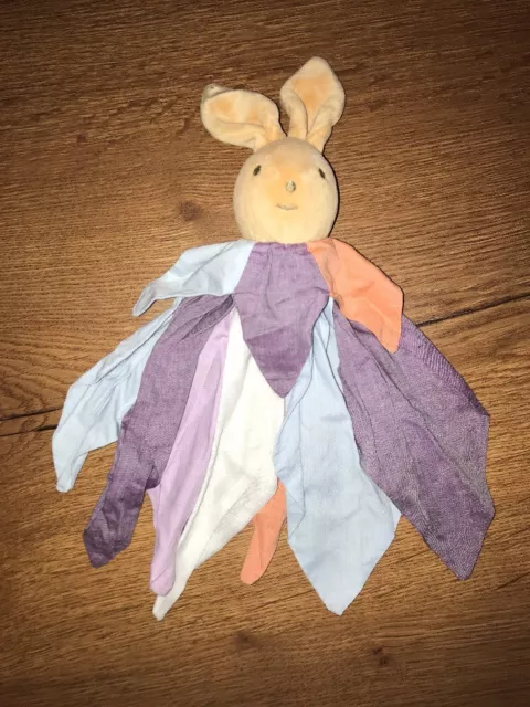 DOUDOU PLAT TAKINOU LAPIN Pétales LANGE MAUVE ROSE ORANGE BLEU Foulard TTBE