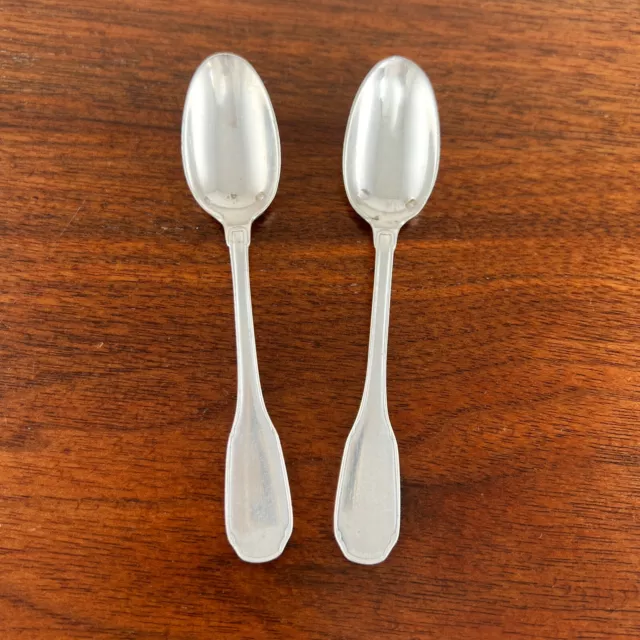2 Henin & Cie French 950 Silver Demitasse Spoons Refined 20Thc No Monogram