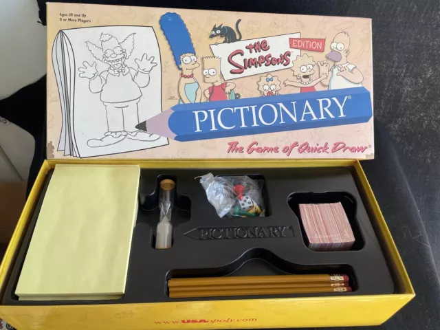 The Simpsons Edition PICTIONARY Family Board Game USAopoly Complete 2002