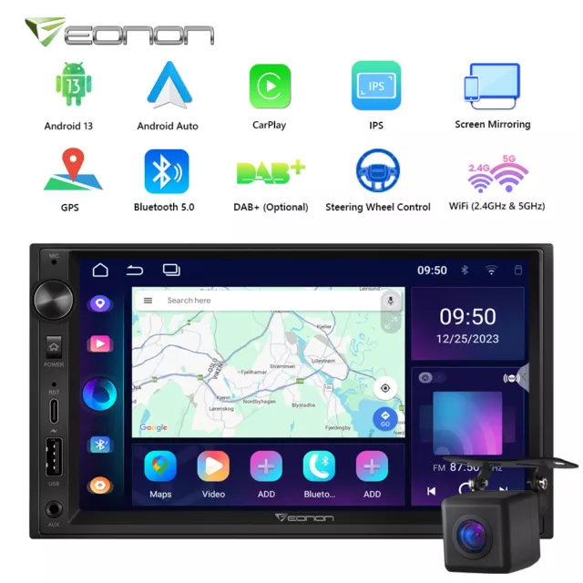 CAM+7" Double 2 DIN Android 13 Touch Screen Car Stereo Radio Bluetooth 2+32GB FM