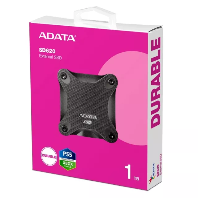Adata SD620 1TB Black External Solid State Drive, Shock Resistance, USB3.2