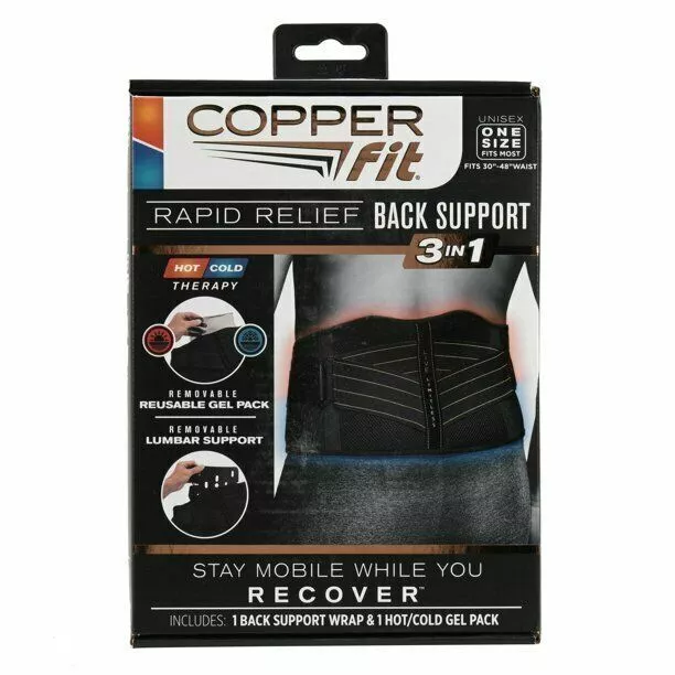 Copper Fit® Unisex Rapid Relief Back Support Brace with Hot/Cold