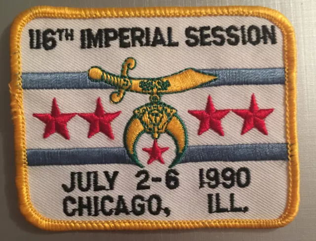 Shriners 116e session impériale 2-6 juillet 1990 Chicago Illinois patch brodé