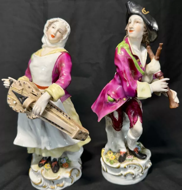 Pr 18-19th C Royal Vienna Austrian Porcelain Figurines Man Woman Meissen Style