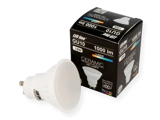 LED Faretto GU10 230V 10W 1000lm 120° Bianco Neutro Ceramica Lampadina