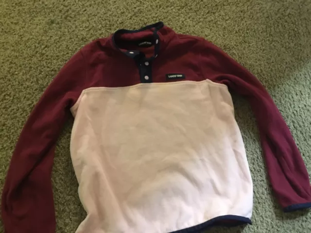 LANDS END Maroon,  Button Up Fleece Shirt Kids M 10-12