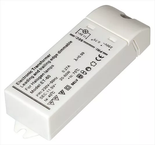 Elektronischer Halogen-Trafo 230V auf 12V, 20-60 W SlimLine dimmbar Lampen LT2