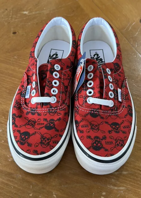 Women’s VANS Sneakers Era 95 Dx Anaheim Factory Skull Crossbones Red Size 8 NEW