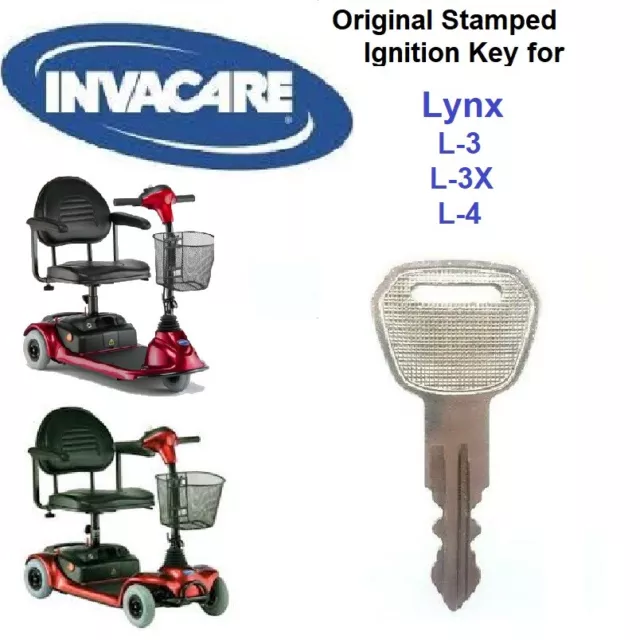 NEW Mobility Scooter KEY for INVACARE Lynx L-3, L-3X, L-4. Original stamped key