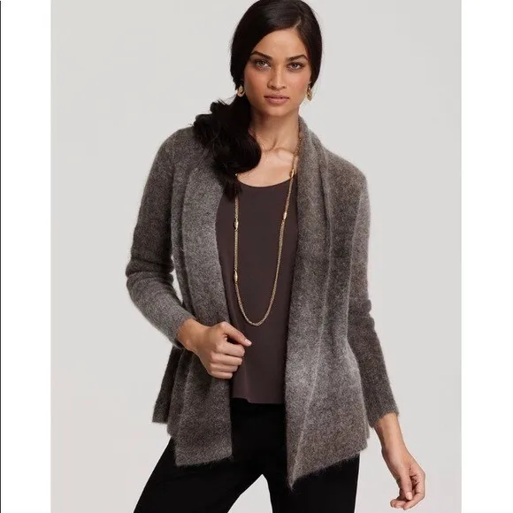 Eileen Fisher Mohair Wool Cardigan Sweater Size Medium Open Front Medium