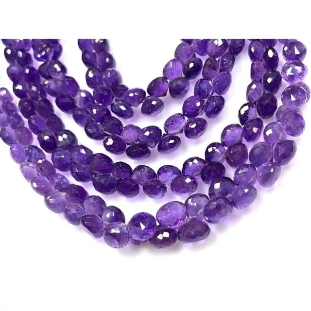 Amethyst 6-7mm Onion Shape Briolette,Faceted Beads Strand,Natural Gemstone Beads