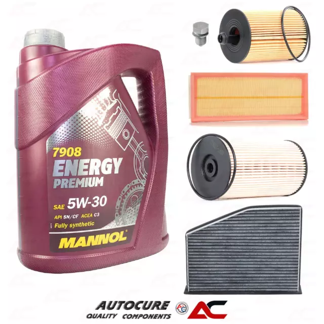 FOR AUDI A3 2.0 TDi AIR OIL CABIN FUEL FILTER SERVICE KIT & 5 LITRES ENGINE OIL