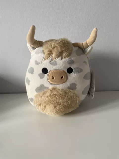 Squishmallow 7.5” Borsa The Grey Spotted Highland Cow Kelly Toy BNWT