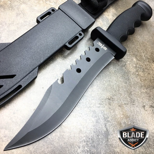 12& BLACK SURVIVAL Camping Outdoor Fixed Blade Hunting Military Bowie