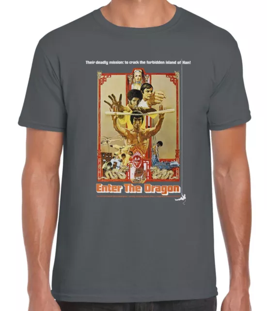 Bruce Lee Enter The Dragon Poster Ideal Gift  Cool Retro Mens White T-Shirt