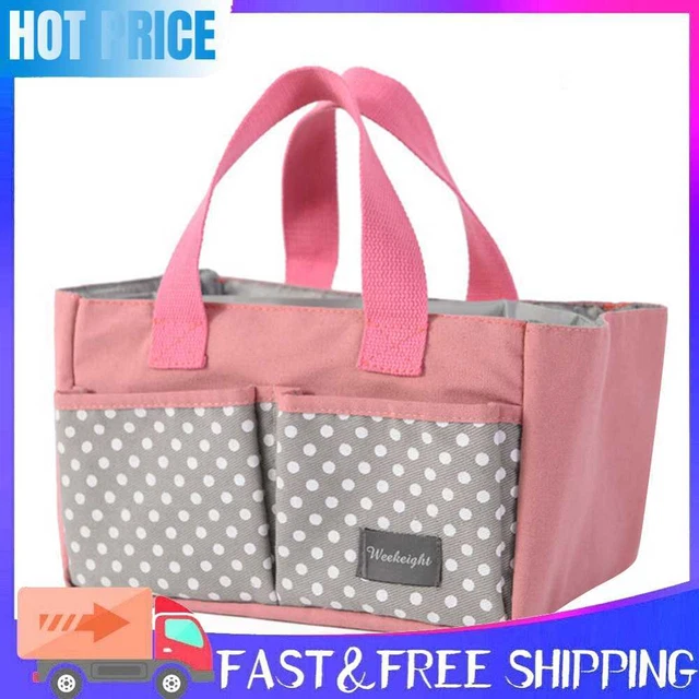 Baby Diaper Caddy Holder Bag Maternity Nursery Organizer Storage (Pink)