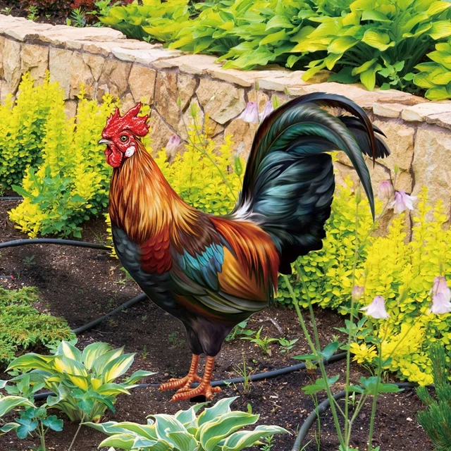 Hahnfiguren Eisen Huhn Garten Ornamente Hahn Statuen Huhn Dekorationen
