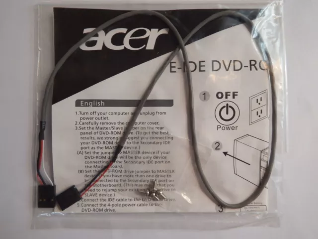 ACER CD/DVD ROM/RW to Sound Card Audio Lead/Cable 62cm with Drive Screws  - NEW