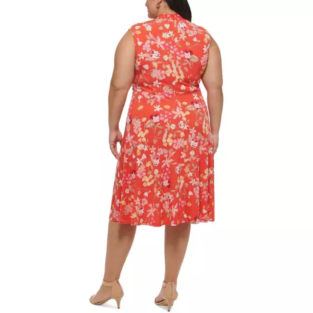 Jessica Howard Womens Jersey Floral Midi Fit & Flare Dress Plus BHFO 5024 2