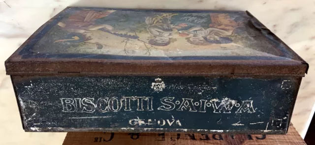 Vintage Scatola Latta Biscotti Saiwa Genova 2