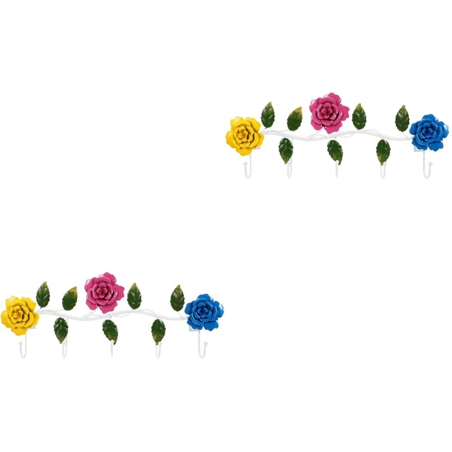 2 un. llaves montadas en pared ganchos estante con forma de flor ganchos colgantes hogar baño