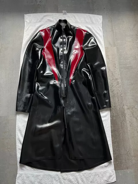 Cappotto in lattice uomo Savage Wear Valour gonna da passeggio collo eretto nero rosso M