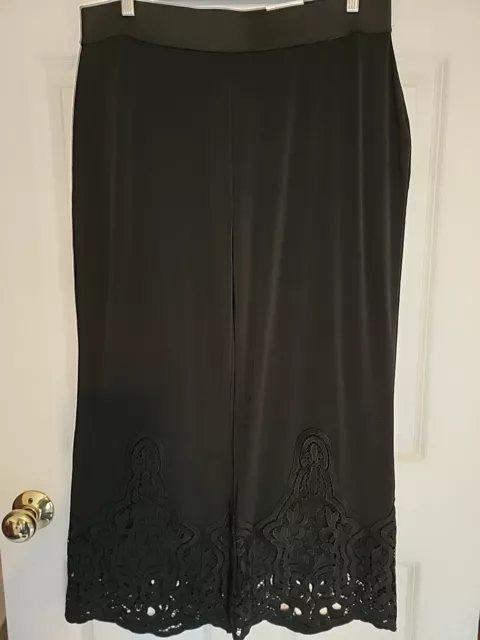 Alfani Wide Leg Pants Plus Size 0x Black NWT Pull On Elastic Waist