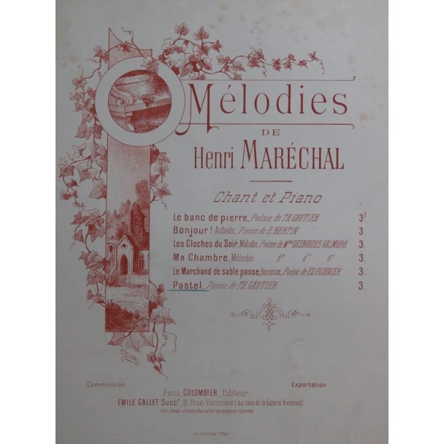 MARÉCHAL Henri Pastel Chant Piano