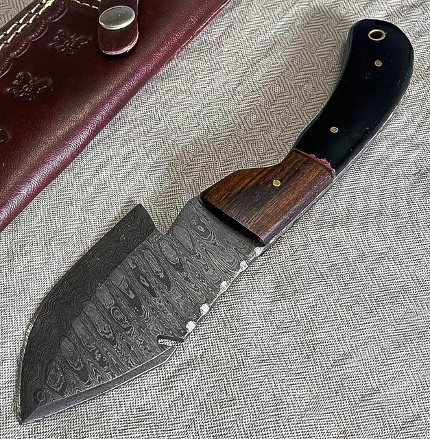 Custom Handmade Damascus Blade Camping Hunting Skinner Combat Full Tang Knife