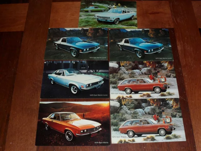 Lot of 7 1973 Buick Opel Manta Luxus Wagon Dealer Post Cards