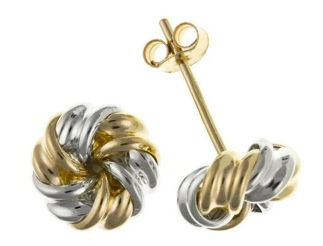 Orecchini A Perno In Oro Bianco 9kt (375) Con Chiusura A Farfalla - Piatti 2 Mm, Peso A Coppia, Gioielli Eleganti In Oro Giallo