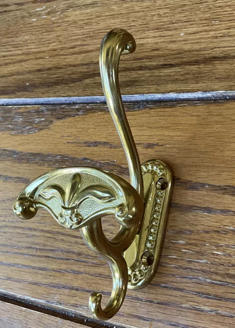 Vintage Brass Coat Hat Hook Wall Mount Hanger
