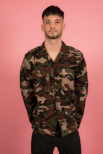 Giacca mimetica leggera vintage stile militare abbigliamento festival estivo - unisex