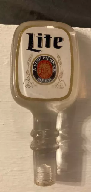 Vintage Miller Lite Beer Tapper Clear Acrylic Beer Tap Handle 6" Transparent