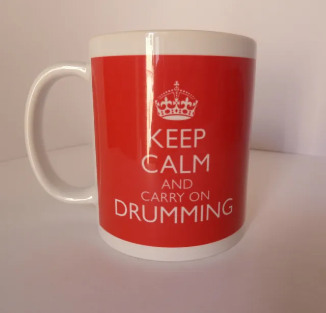 New Keep Calm and Carry On Drumming Gift Present Mug Cup Retro Britannia Drummer