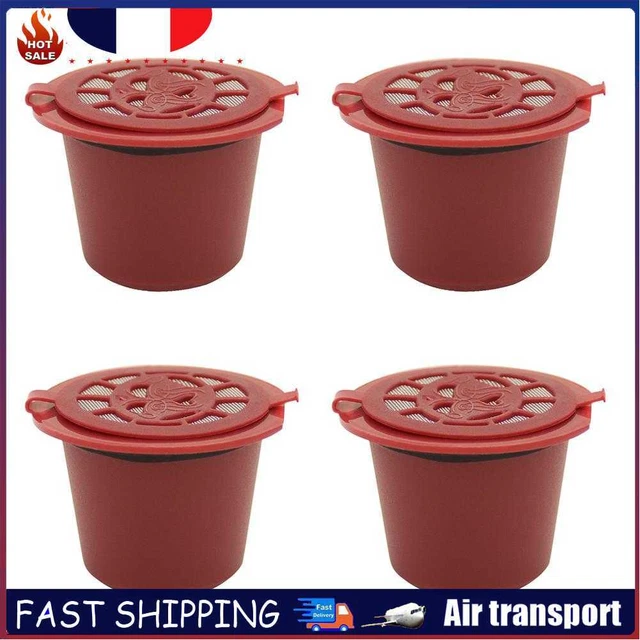 4pcs/set Reusable Coffee Capsule Filter Shell for Nespresso Machine (Red)