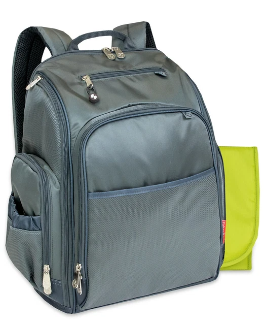Fastfinder 3 Piece Set Diaper Bag Backpack for Moms & Dads with Changing--GREY