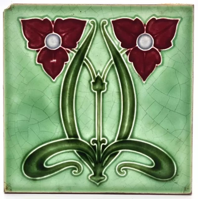 Antique Fireplace Tile Art Nouveau Majolica Tile Marsden C1905