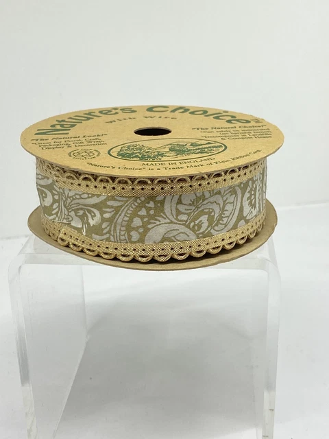 Cinta de oro blanco con cable de 1"" X 10 yardas elección de la naturaleza Inglaterra artesanía reciclada