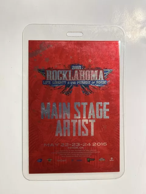 Rocklahoma  2015 All Access Pass Laminated