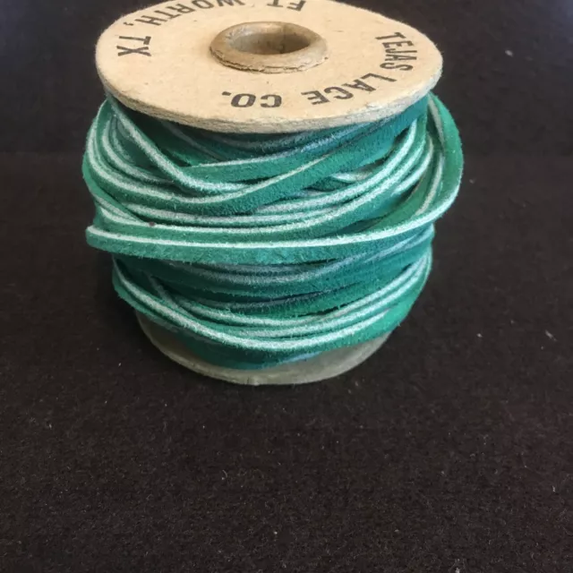 Tandy 4mm Green Suede Leather Lace 25 yards Tejas Lace Ft Worth Texas 1/8"